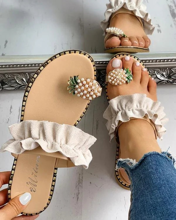 Boho Pineapple Pearl Flats