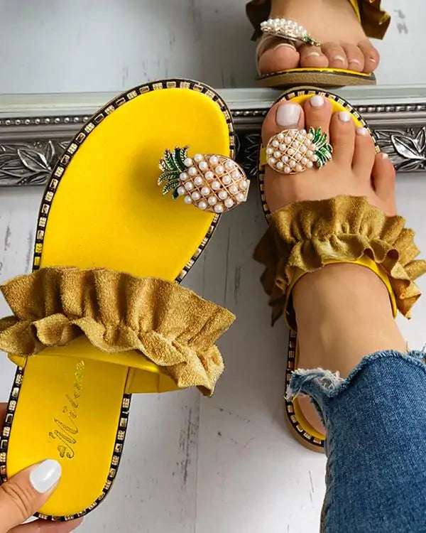 Boho Pineapple Pearl Flats