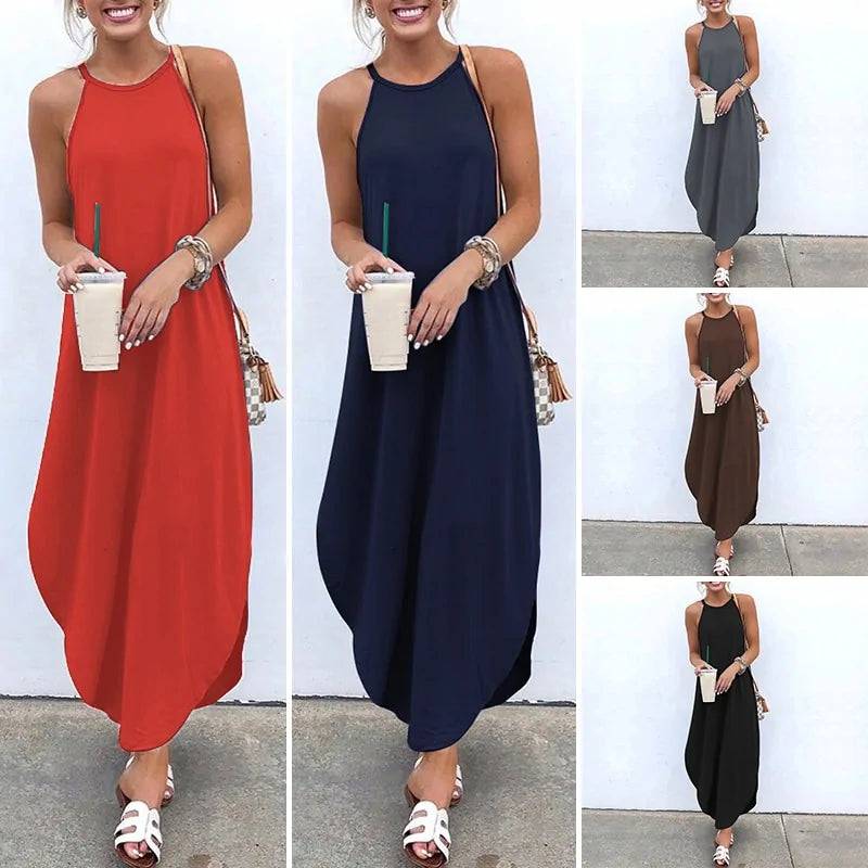 Sexy Sleeveless Summer Long Dresses